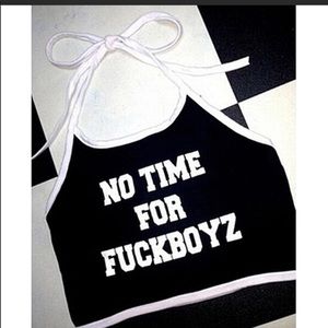 Graphic haltercrop top